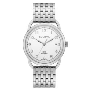 Mens+Joseph+Bulova+Commodore+Automatic+SilverTone+SS+Watch+SilverWhite+Dial