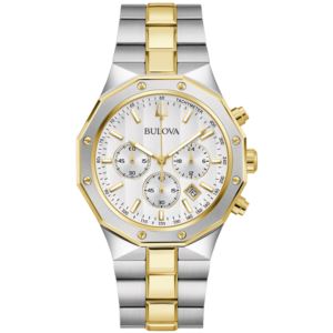 Mens+Prestige+Chronograph+TwoTone+Stainless+Steel+Watch+Silver+Dial