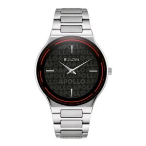 Mens+Apollo+SilverTone+Stainless+Stele+Watch+Black+Marquee+Dial