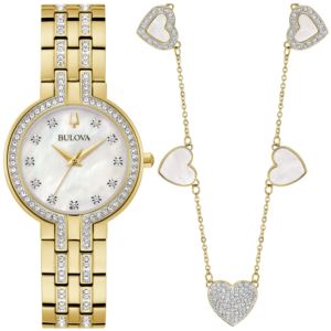 Ladies%27+Crystal+Box+Set+w%2F+Gold-Tone+Watch+%26+Heart+Necklace