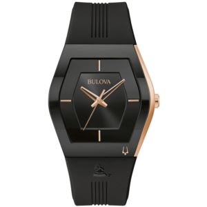 Mens+Gemini+Latin+GRAMMY+Black+Rose+Gold+Silicone+Strap+Watch+Black+Dial
