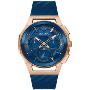 Mens+CURV+Marc+Anthony+Chronograph+Blue+EPDM+Rubber+Strap+Watch+Blue+Dial