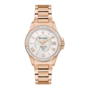 Ladies+Marine+Star+Series+L+Diamond+Rose+GoldTone+SS+Watch+White+MOP+Dial