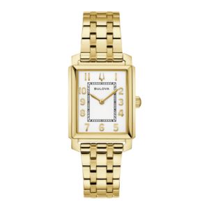 Ladies+Sutton+GoldTone+Stainless+Steel+Rectangle+Watch+White+Dial