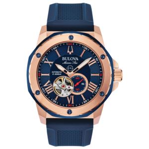 Mens+Marine+Star+Automatic+Blue+Silicone+Watch+Blue+Dial