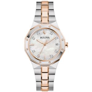 Ladies+Prestige+Rose+Gold+%26+Silver+Stainless+Steel+Watch+Mother-of-Pearl+Dial