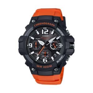 Mens+Classic+Chronograph+Analog+Orange+Resin+Watch+Black+Dial