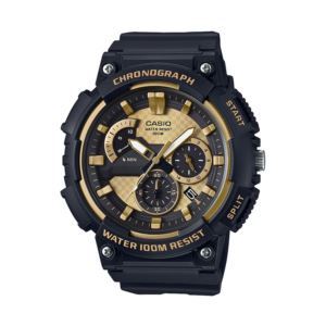 Mens+Classic+Chronograph+Analog+Resin+Watch+Black+%26+Gold+Dial