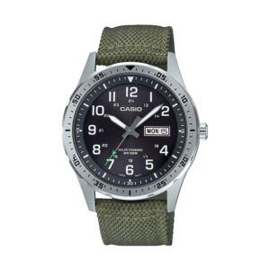 Mens+Classic+Diver+Inspired+Analog+Green+Solar+Nylon+Watch+Black+Dial