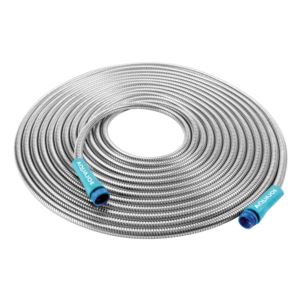 Heavy-Duty+Spiral+Constructed+Stainless+Steel+Metal+Garden+Hose%2C+50-Feet