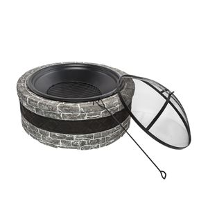 In+Cast+Stone+Base+Wood+Burning+Fire+Pit+WDomeScreenPoker+Charcoal+Stone