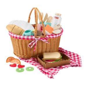 Wood+Pretend+Play+Toy+Picnic+Basket+Set+Ages+3%2B+Years