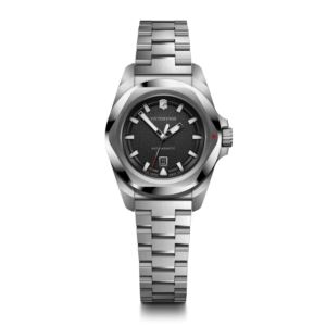 Ladies+I.N.O.X.+Small+Silver-Tone+Stainless+Steel+Watch+Black+Dial