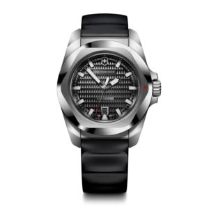 Mens+I.N.O.X.+Automatic+Silver+%26+Black+Rubber+Strap+Watch+Black+Dial