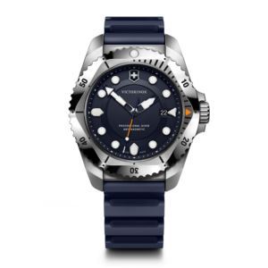 Mens+Dive+Pro+Quartz+Silver+%26+Blue+Rubber+Strap+Watch+Blue+Dial