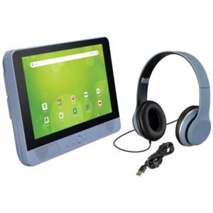 Android+Tablet+w+BuiltIn+DVD+Player+with+Headphones+Grey+Blue