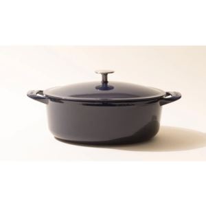 7.5qt+Oval+Enameled+Cast+Iron+Dutch+Oven+Harbour+Blue