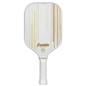 Signature+Pro+16mm+Fiberglass+Pickleball+Paddle+W%2F+MaxGrit+White+%26+Gold