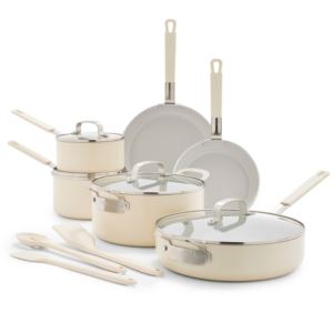 Ceramic+Nonstick+Aluminum+13pc+Cookware+Set++Cream