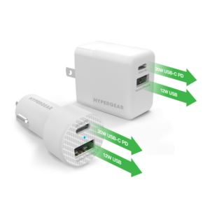 Hypergear+Wall%2FCar+Charger+Bundle+20W+USB-C+PD+%2B+12W+White