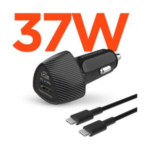 HyperGear+SpeedBoost+W+USBC+W+USB+Fast+Car+Charger+with+PPS+FT+USBC+Cable+Black