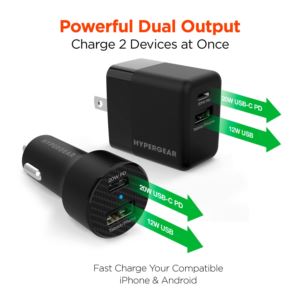 Hypergear+Wall%2FCar+Charger+Bundle+20W+USB-C+PD+%2B+12W+Black