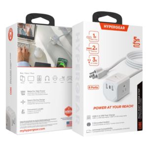 HyperGear+Cube+Multi-Port+Power+Strip+Extension+Cord+White