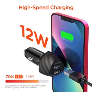 HyperGear+SpeedBoost+12W+USB+%2B+5W+USB+Car+Charger+-+Black