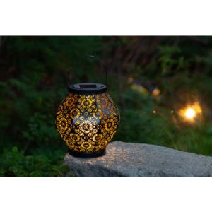 Punched+Metal+Daisy+Lantern+-+Black