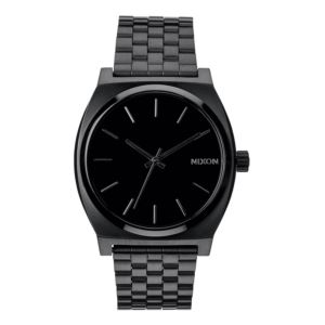 Mens+Time+Teller+Black+Stainless+Steel+Watch+Black+Dial