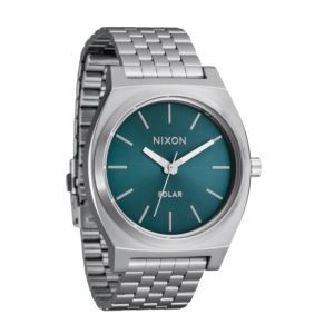 Men%27s+Time+Teller+Solar+Silver-Tone+Stainless+Steel+Watch+Dusty+Blue+Dial