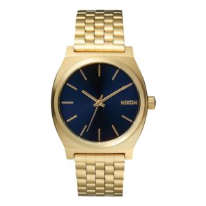 Mens+Time+Teller+Gold-Tone+Stainless+Steel+Watch+Navy+Dial