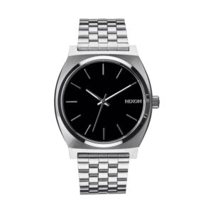 Men%27s+Time+Teller+Silver-Tone+Stainless+Steel+Watch+Black+Dial