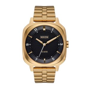 Unisex+Fremont+GoldTone+Stainless+Steel+Watch+Black+Dial