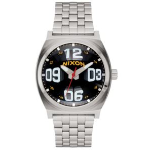 Mens+Time+Teller+Fisheye+SilverTone+Stainless+Steel+Watch+Black+Dial