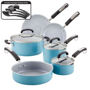 13pc+Eco+Advantage+Ceramic+Nonstick+Cookware+Set+Aqua