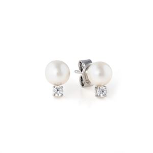 Crislu+Accented+Pearl+Stud+Earrings+Finished+in+Pure+Platinum