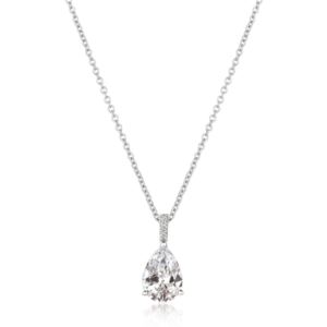 Crislu+Adjustable+16%22%22-+18%22%22+Accented+Pear+Pendant+Finished+in+Pure+Platinum