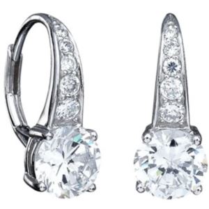 Crislu+Accented+Brilliant+Cut+Leverback+Drop+Earrings+Finished+in+Pure+Platinum