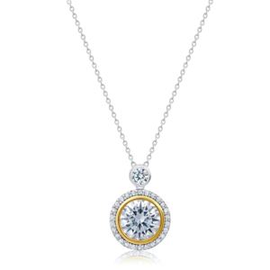 Crislu+Two+Tone+Halo+Necklace