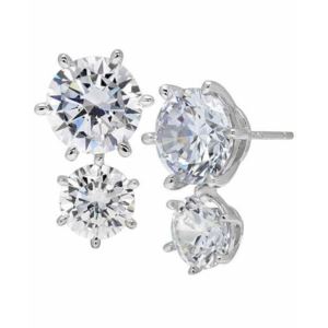 Crislu+Double+Brilliant+Stud+Earrings+Finished+in+Pure+Platinum
