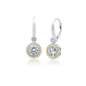 Crislu+Two+Tone+Halo+Leverback+Earrings