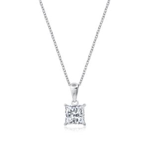 Crislu+Princess+Cut+Solitaire+Bezel+Set+Pendant+Small+Finished+in+Pure+Platinum