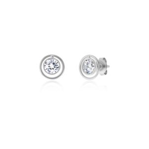Crislu+Bezel+Set+Halo+Earrings+in+Platinum