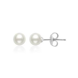 Crislu+Genuine+Pearl+Stud+Earrings+In+Pure+Platinum
