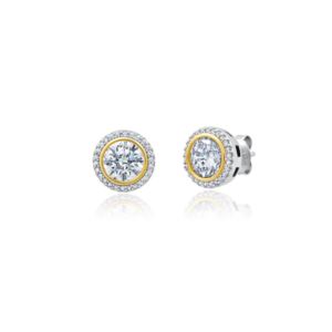 Crislu+Two+Tone+Halo+Stud+Earrings