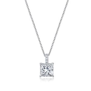 Crislu+Radiant+Cut+Solitaire+Bezel+Set+Pendant+Small+Finished+in+Pure+Platinum