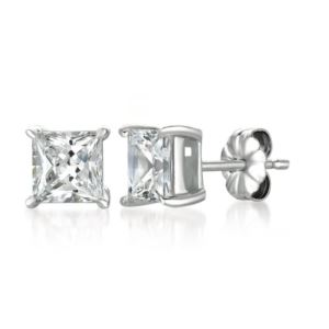 Crislu+Solitaire+Princess+Stud+Earrings+Finished+in+Pure+Platinum+-+3.0+Cttw