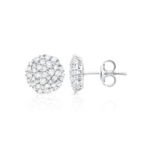 Crislu+Round+Glisten+Stud+Earrings+Finished+in+Pure+Platinum