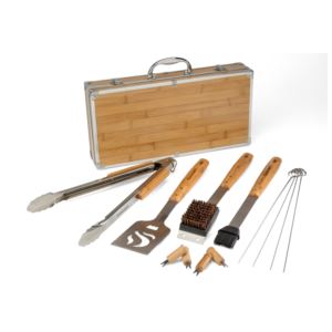 13pc+Bamboo+Handle+Grill+Tool+Set